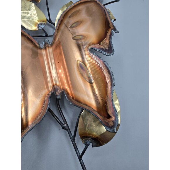 VTG 70's MCM Brutalist Copper Butterfly & Leaves Wall Art Copper Metal‎ Wall Art - Picture 2 of 7
